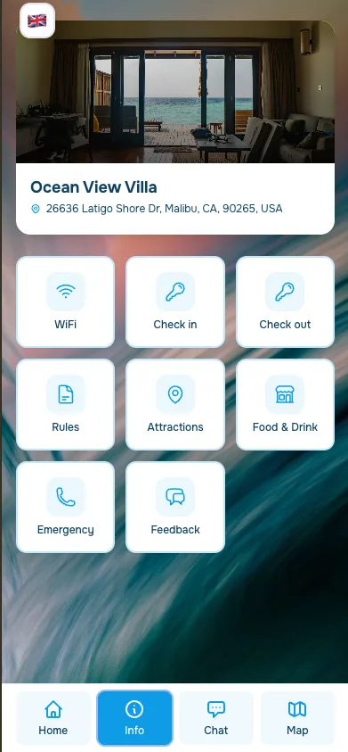 Guest manual for Ocean View Villa on mobile